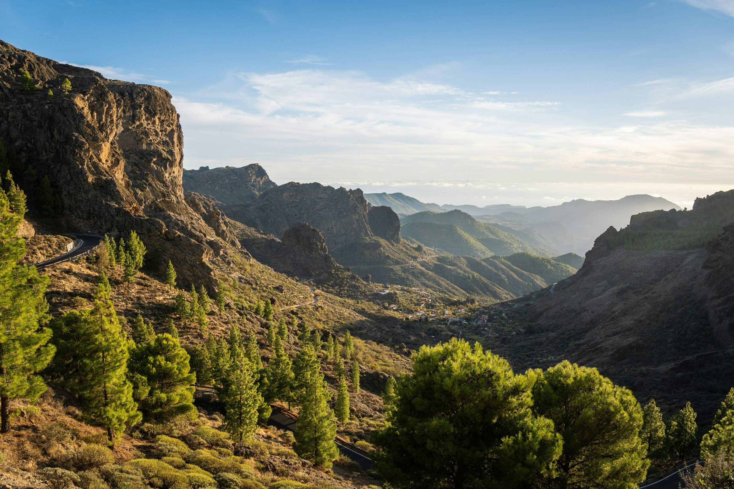 quelle-ile-des-canaries-choisir-gran-canaria-une-vue-panoramique-sur-les-montagnes-et-les-arbres-par-une-journee-ensoleillee